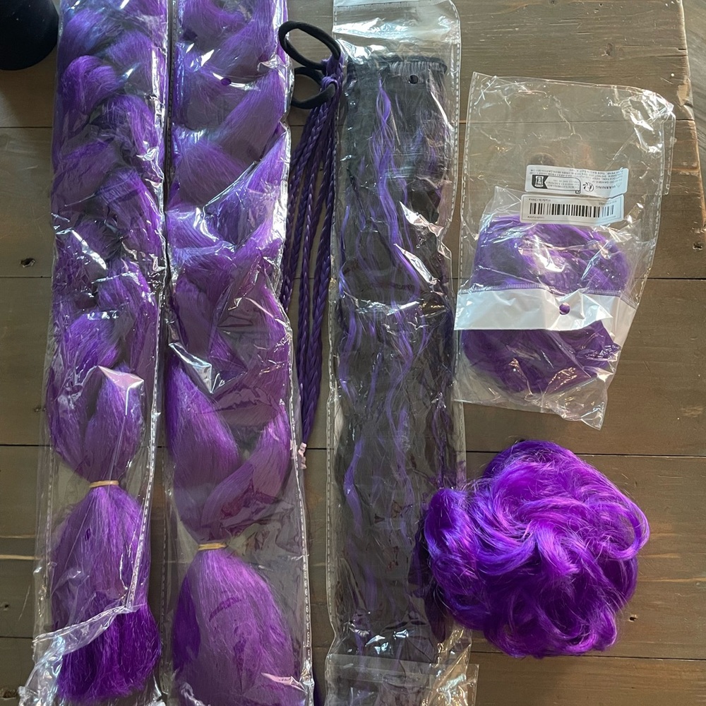 Vibrant Purple Hair Extensions LOT